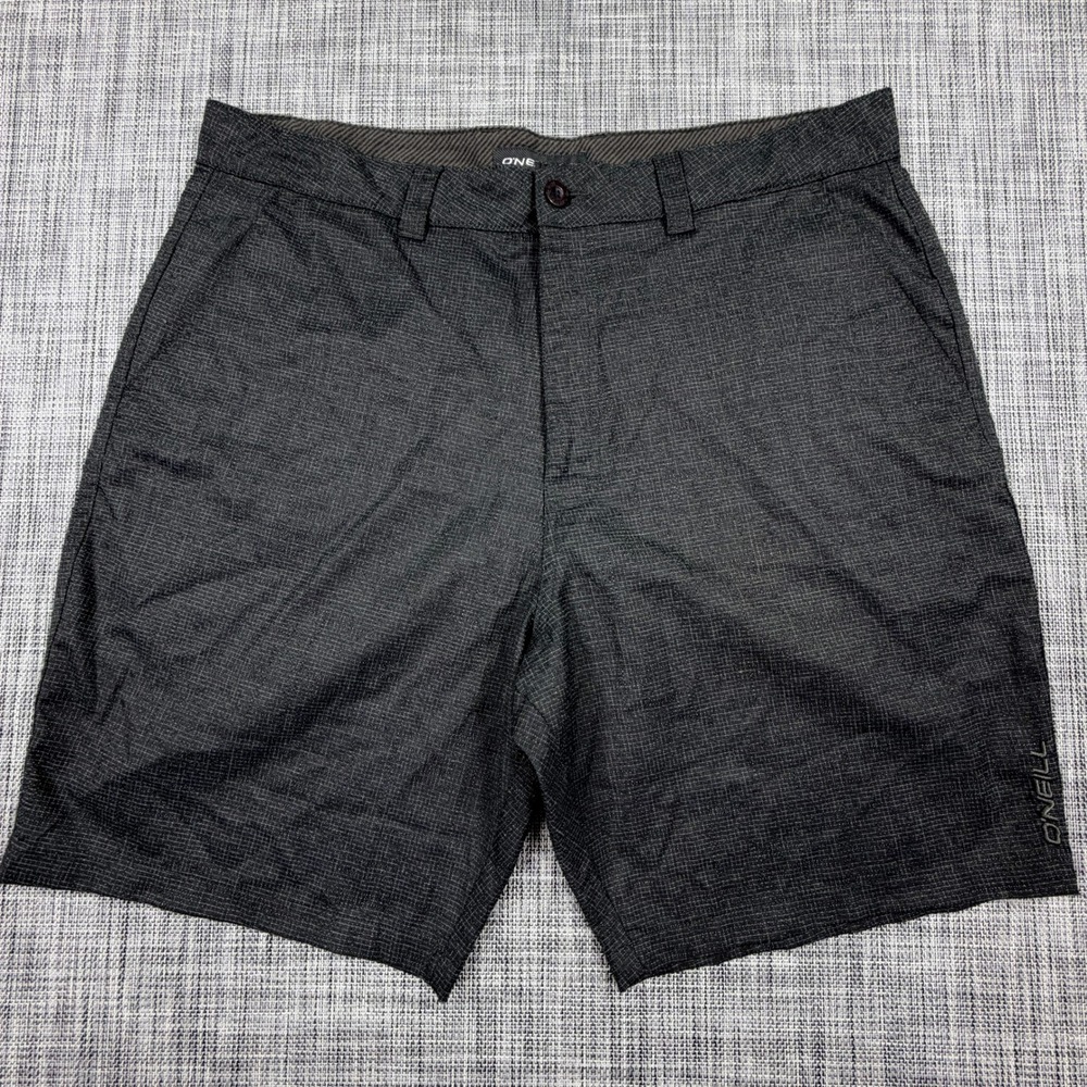 O'Neill Mens Chino Shorts 38 Asphalt Gray Stretch Textured Flat Front Pockets